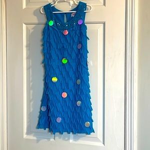 Playful aqua and sequin dress for girl 🥰